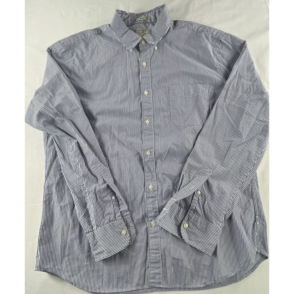 J Crew Mens Slim Fit Multicolor Stripe Long Sleeve Stretch Button Down Shirt XL